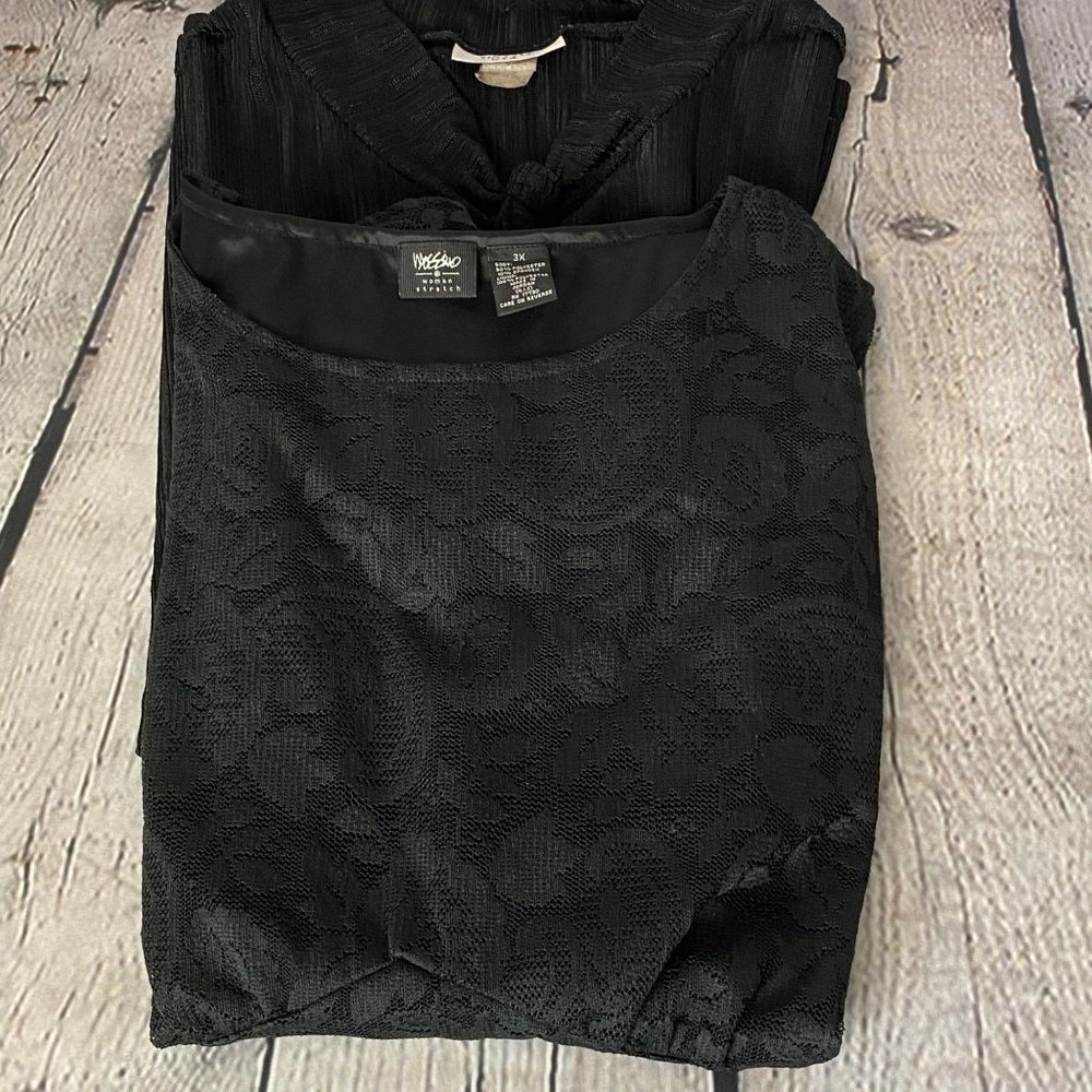 Bundle *2 Dress Tops Sheri V and Mossimo  BLACK PLUS SIZE 3X